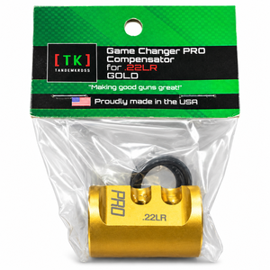 TANDEMKROSS Game Changer PRO .22LR Compensator - 1/2x28, Stainless Steel | Gold Easy-Clean Coating TANDEMKROSS Game Changer PRO .22LR Compensator - 1/2x28, Stainless Steel | Gold Easy-Clean Coating