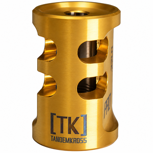 TANDEMKROSS Game Changer PRO .22LR Compensator - 1/2x28, Stainless Steel | Gold Easy-Clean Coating TANDEMKROSS Game Changer PRO .22LR Compensator - 1/2x28, Stainless Steel | Gold Easy-Clean Coating
