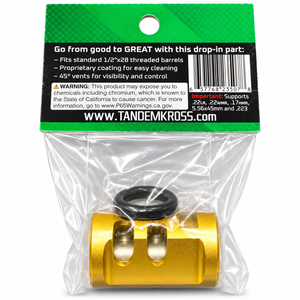 TANDEMKROSS Game Changer PRO .22LR Compensator - 1/2x28, Stainless Steel | Gold Easy-Clean Coating TANDEMKROSS Game Changer PRO .22LR Compensator - 1/2x28, Stainless Steel | Gold Easy-Clean Coating