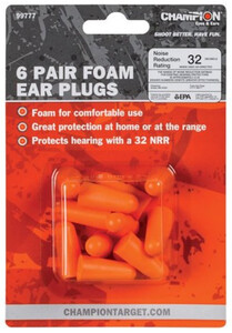 Champion 6 Pair Foam Ear Plugs 32 DB Champion 6 Pair Foam Ear Plugs 32 DB