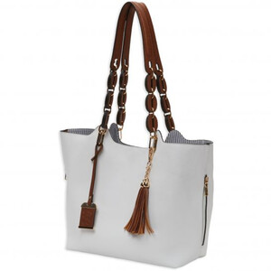 Bulldog Braided Tote Style Purse -White Bulldog Braided Tote Style Purse -White